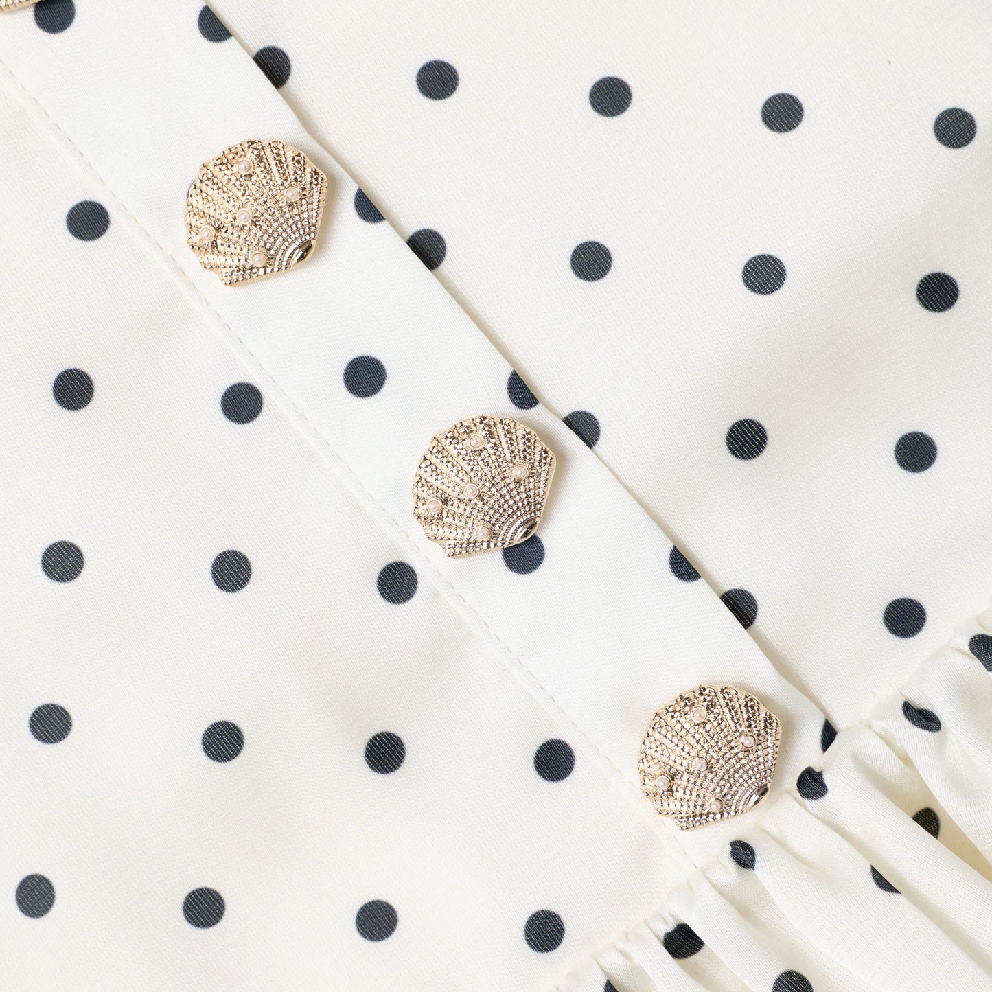 Cream Polka Dot Frill Top