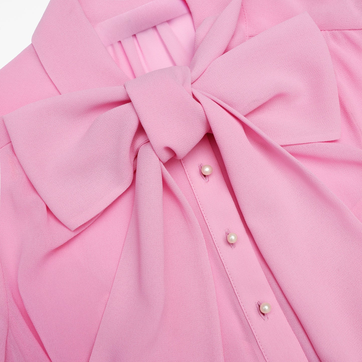 Pink Georgette Tie Neck Midi Dress