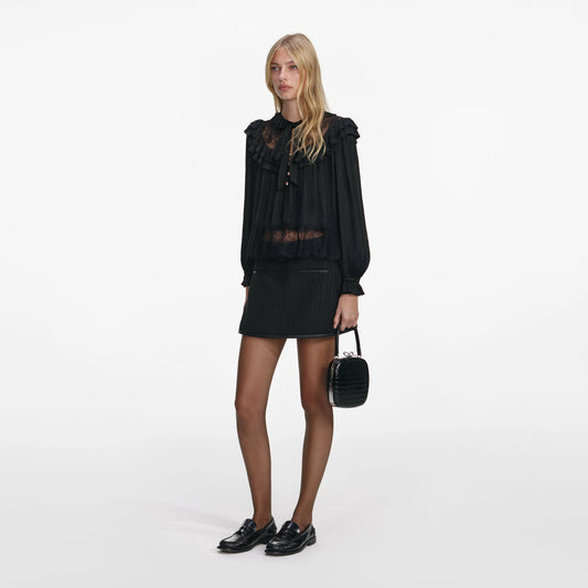 Black Viscose Lace Blouse
