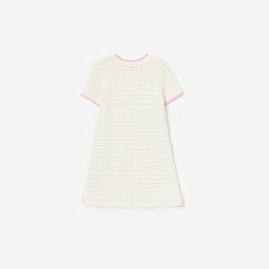 Cream Knit Flower Hem Mini Dress