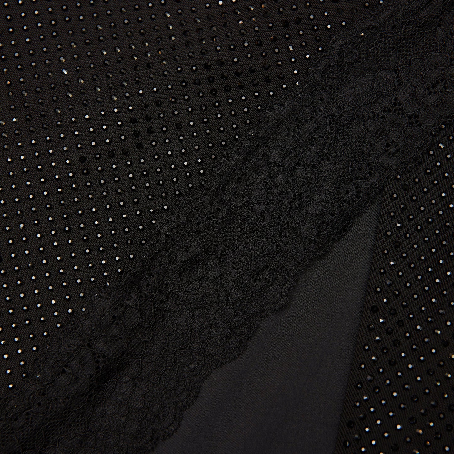 Black Rhinestone Midi Skirt