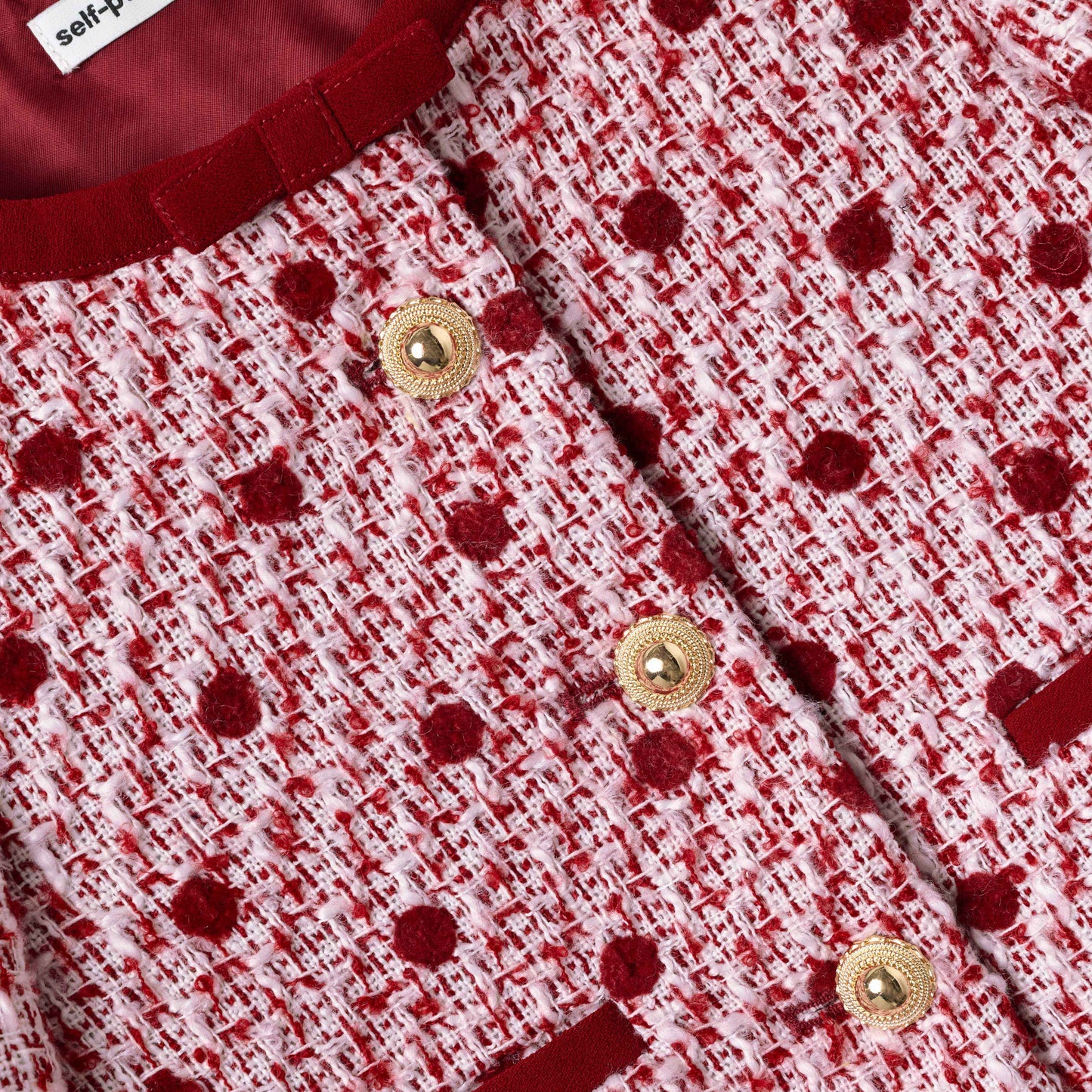 Burgundy Polka Dot Boucle Jacket