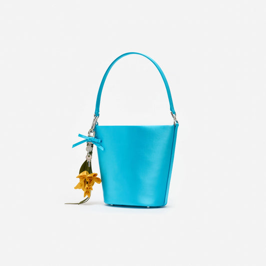 Blue Satin Bucket Bag