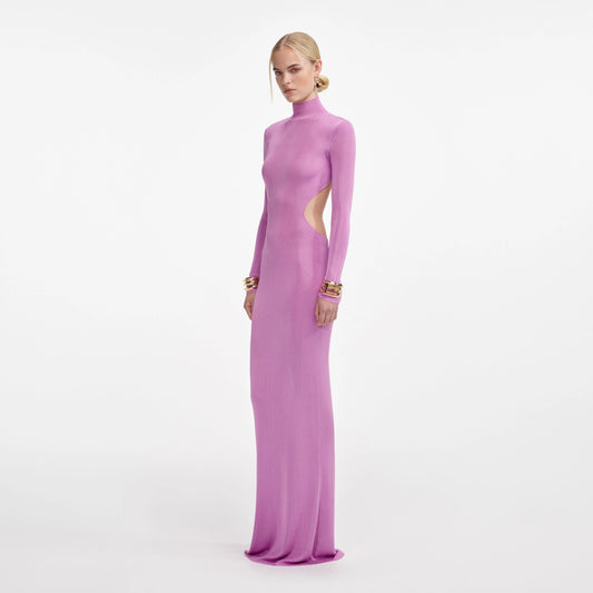 Pink Viscose Knit Maxi Dress
