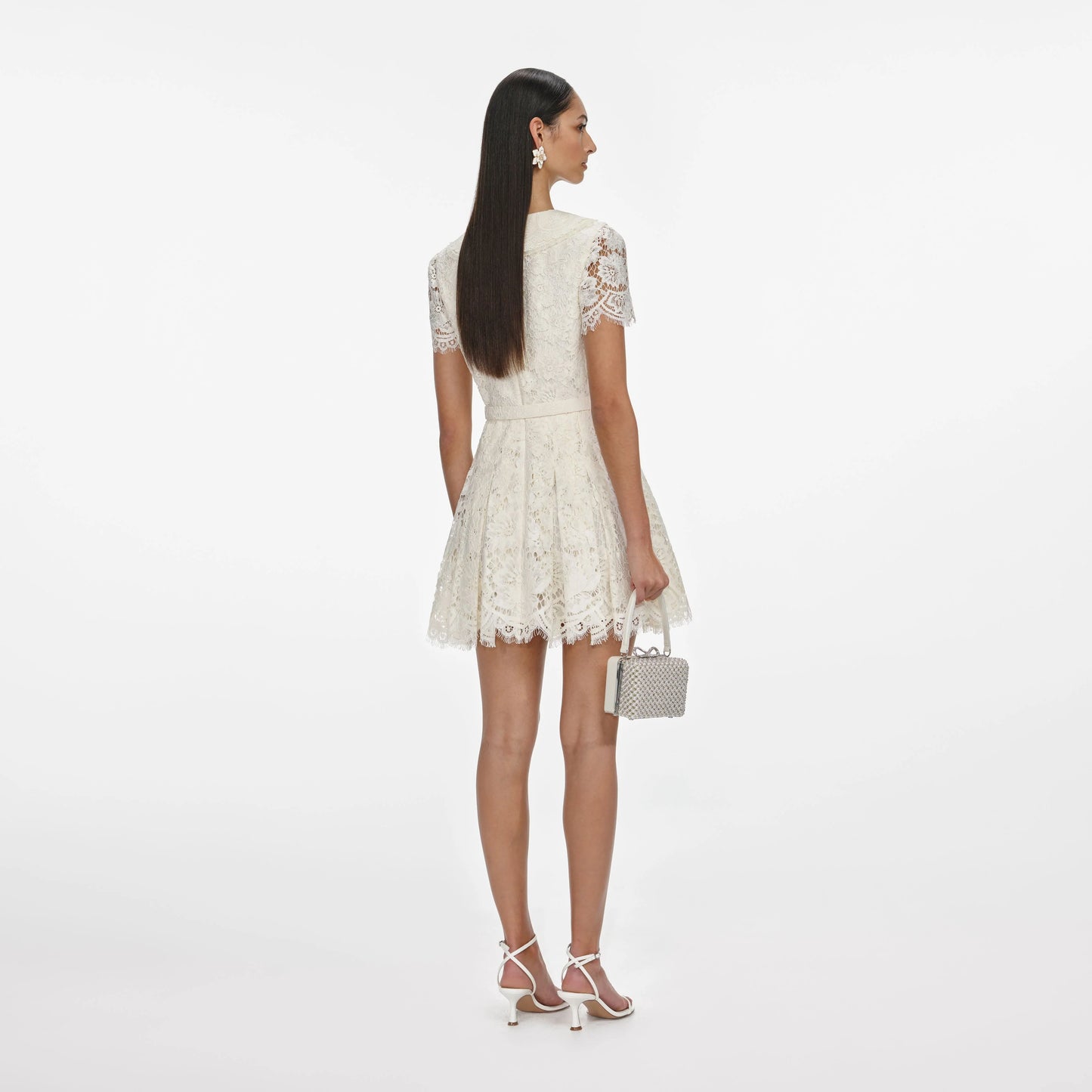 Cream Floral Lace Mini Dress