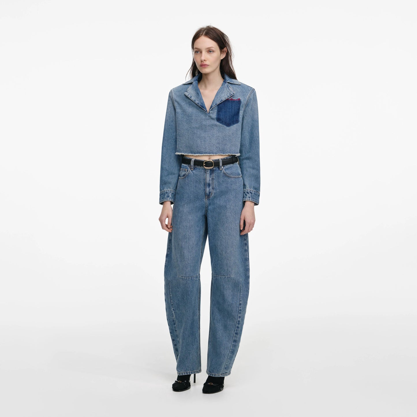 Blue Barrel Leg Jeans