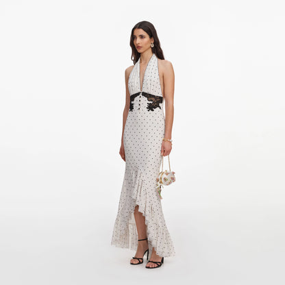 Polka Dot Halter Neck Midi Dress