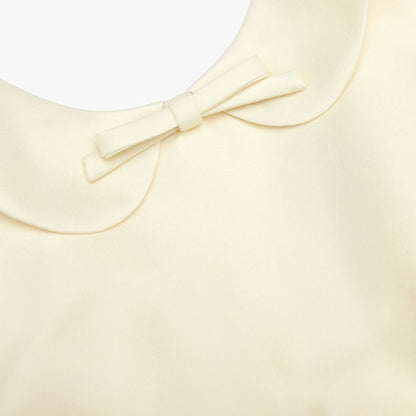 Yellow Taffeta Collared Midi Dress