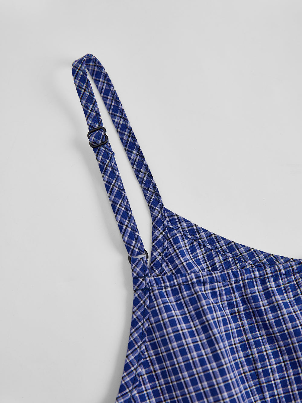 Blue Plaid Ruffle Blouse