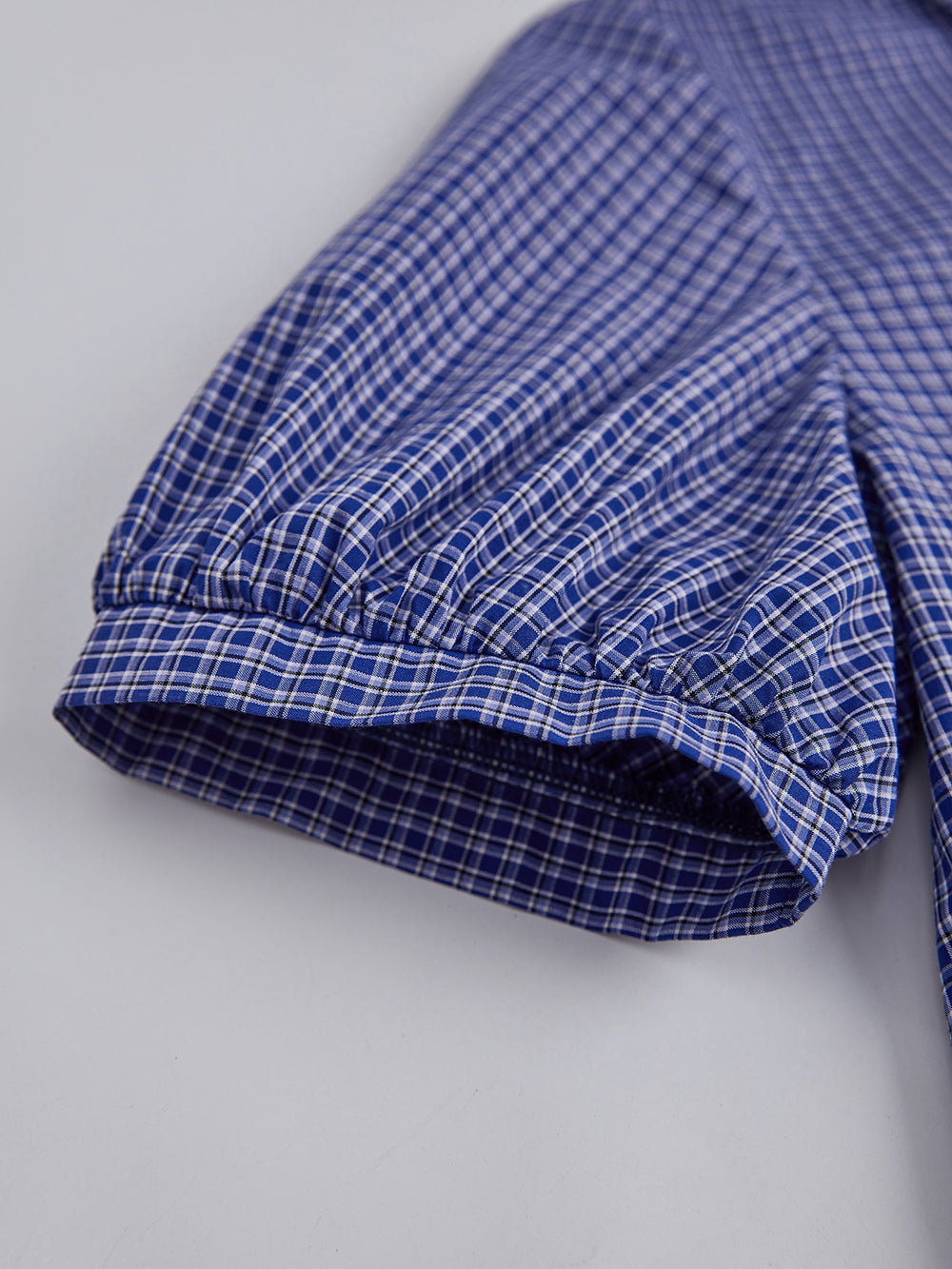 Blue Plaid Ruffle Blouse