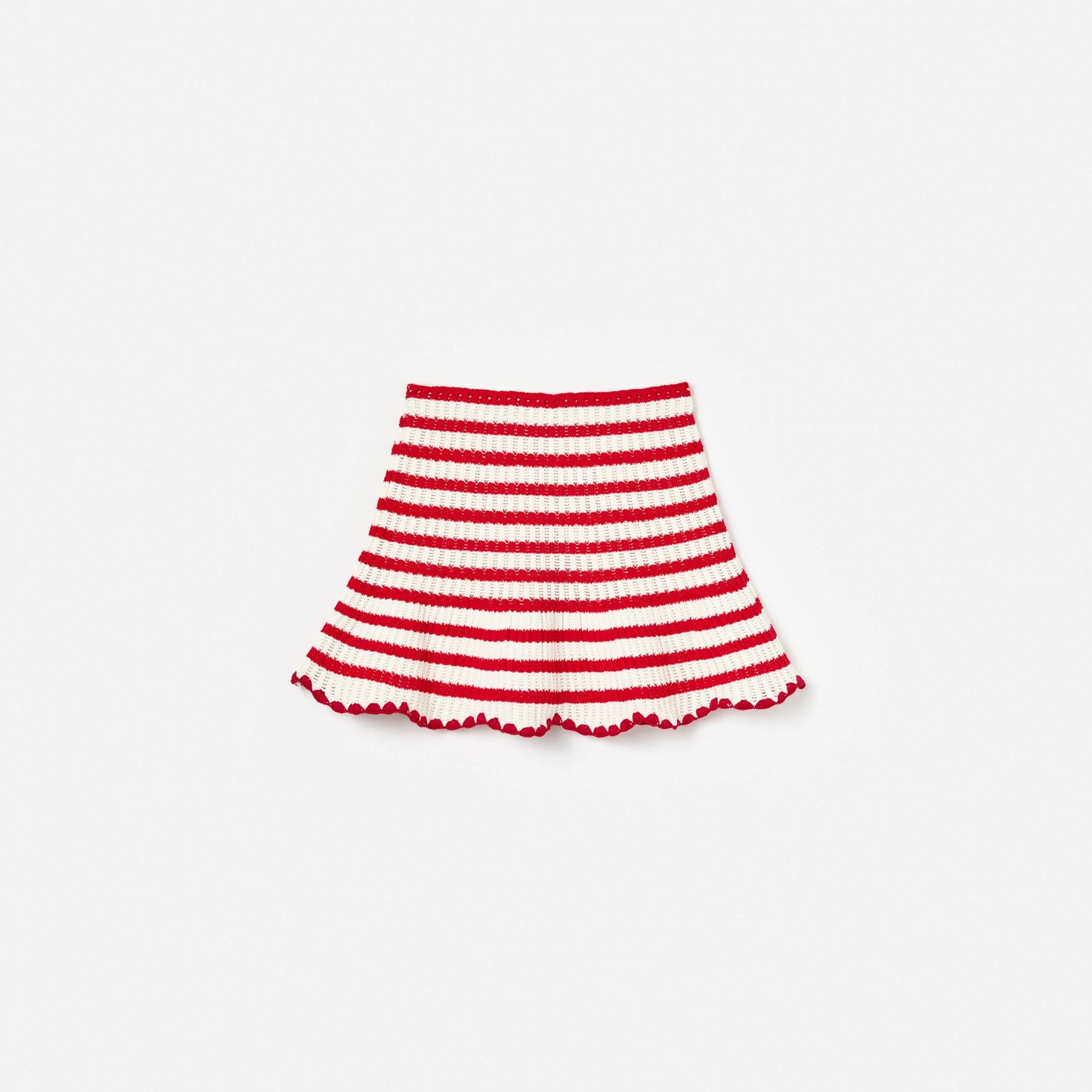 Cream And Red Stripe Knitted Skirt