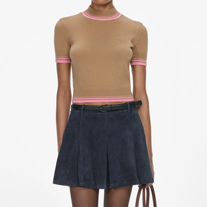 Navy Suede Mini Skirt