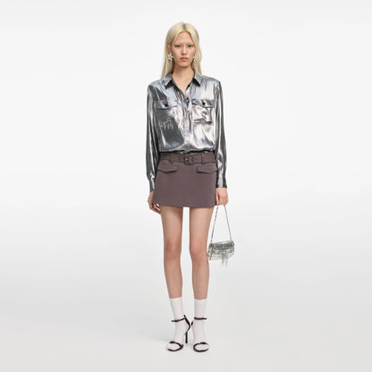 Silver Metallic Crinkle Shirt