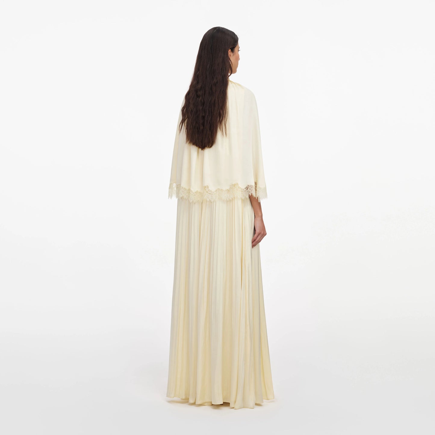 Yellow Tie Neck Cape Maxi Dress