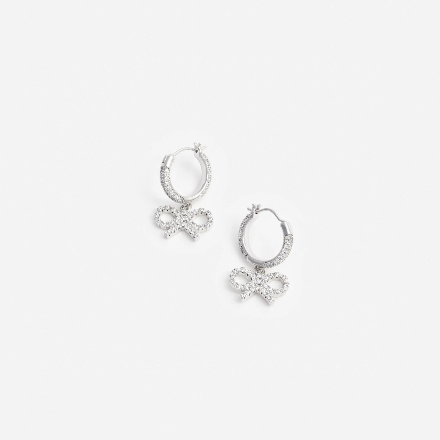 Crystal Bow Hoop Earrings