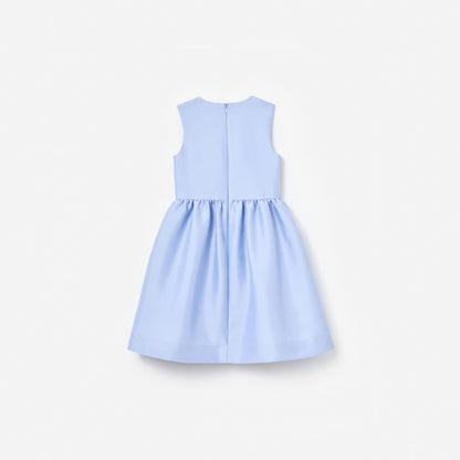 Blue Taffeta Sequin Embellished Dress