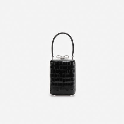 Black Croc Leather Micro Bag