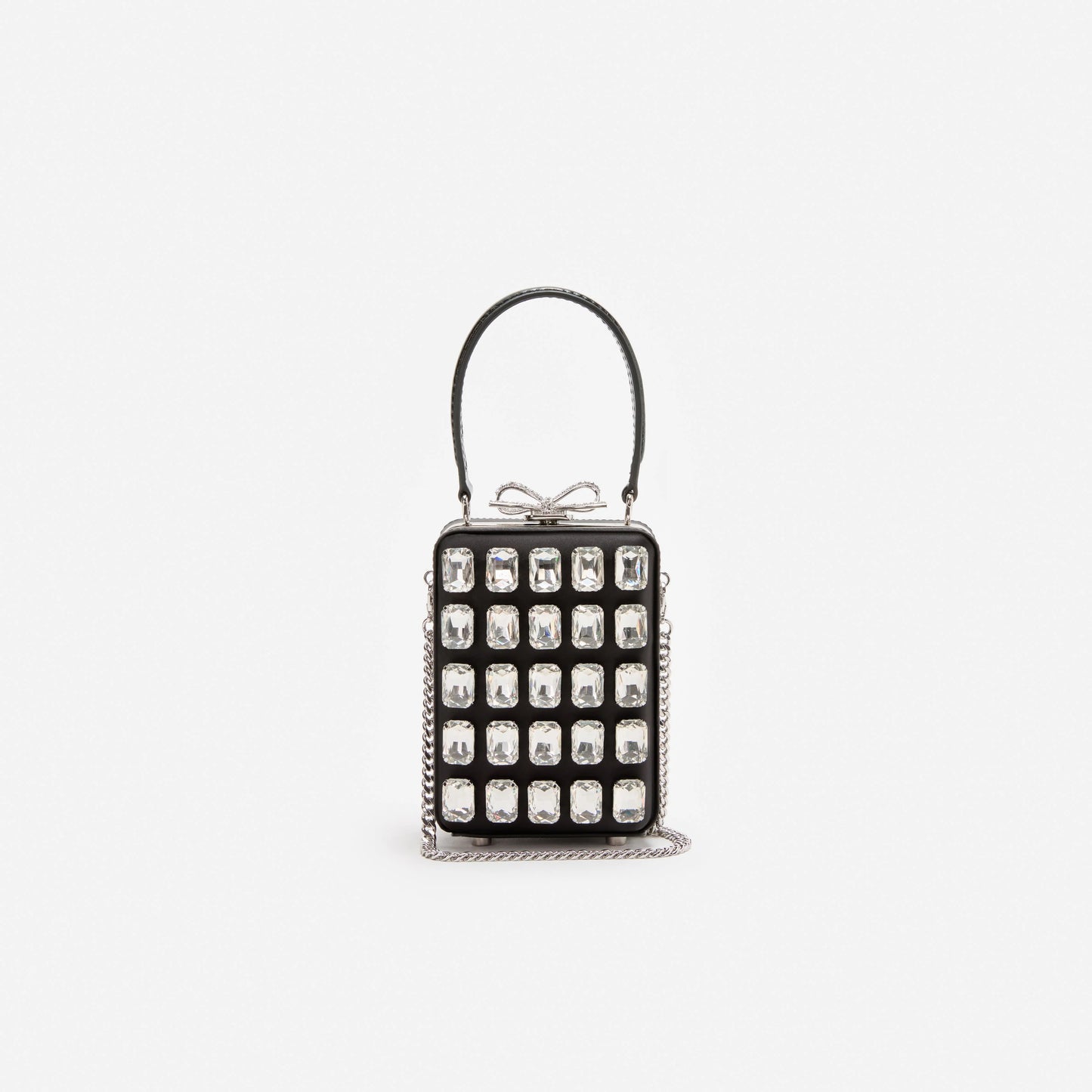 Black Satin Crystal Micro Bag