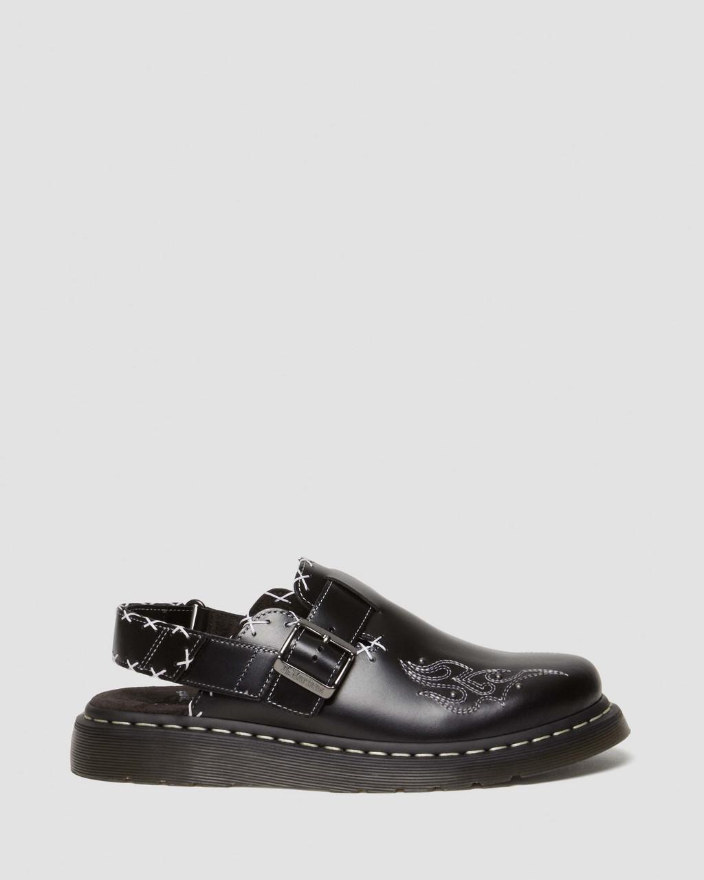 Jorge Contrast Stitch Leather Mules