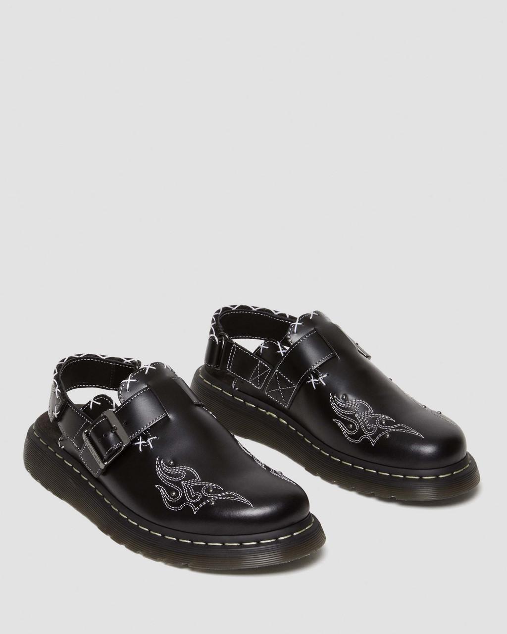 Jorge Contrast Stitch Leather Mules