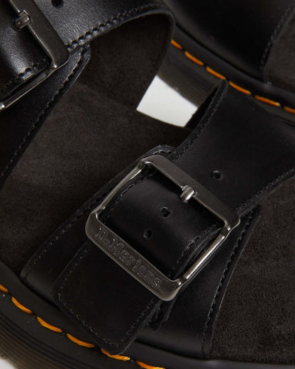 Josef Leather Buckle Slide Sandals