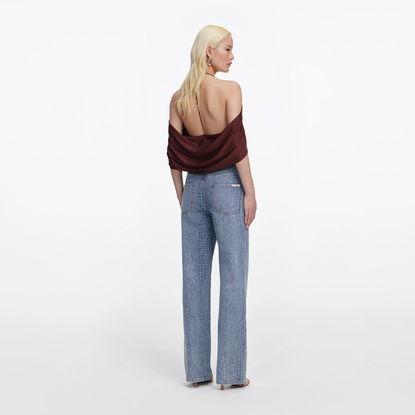 Brown Jersey Drape Top