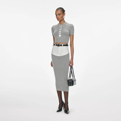 Grey Short Sleeve Knit Top