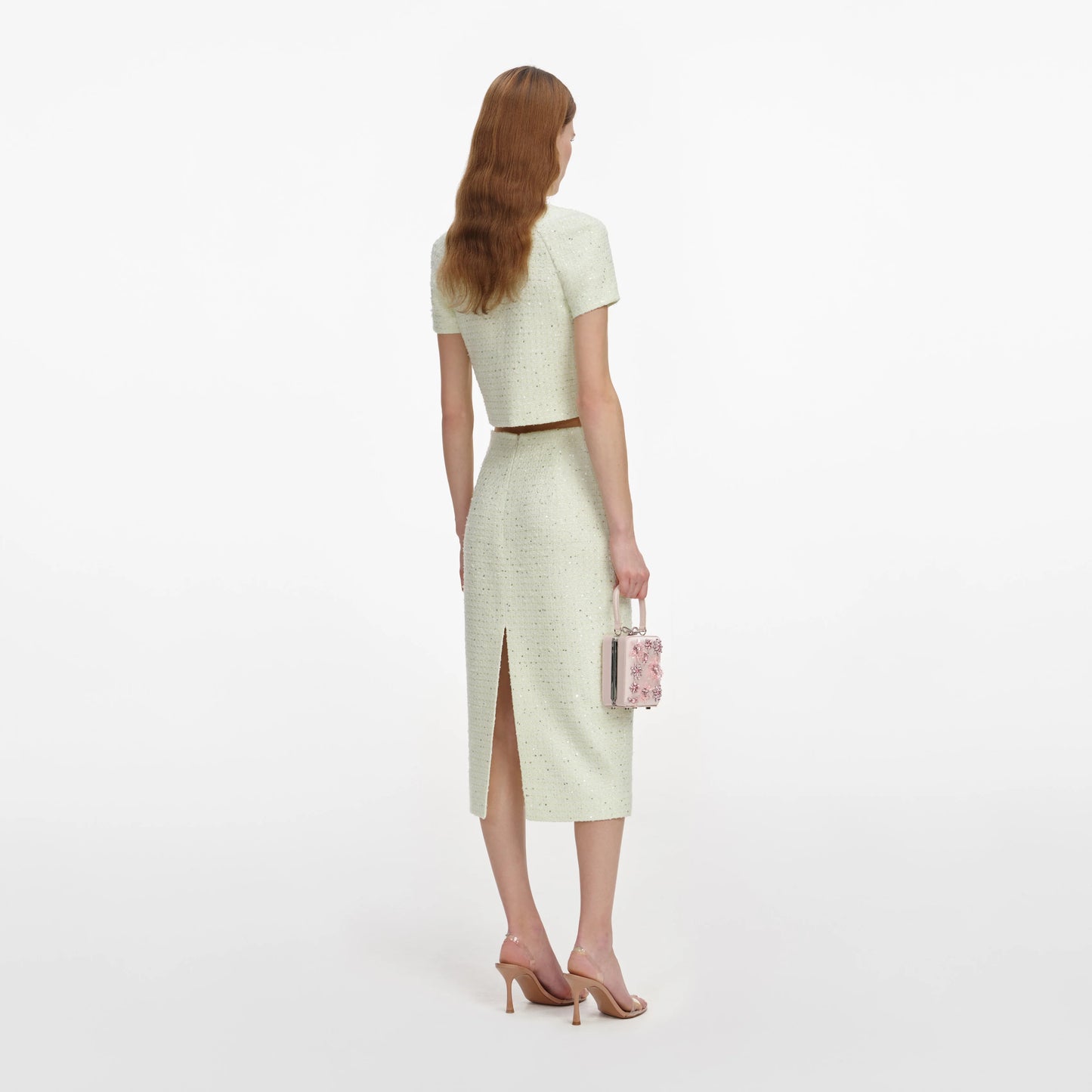 Lime Boucle Midi Skirt