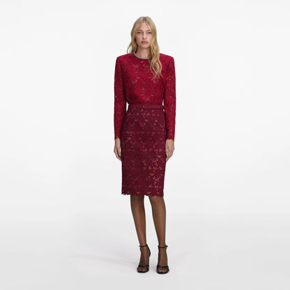 Burgundy Lace Crystal Top