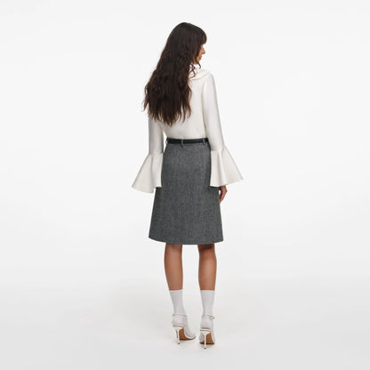 Cream Taffeta Ruffle Top