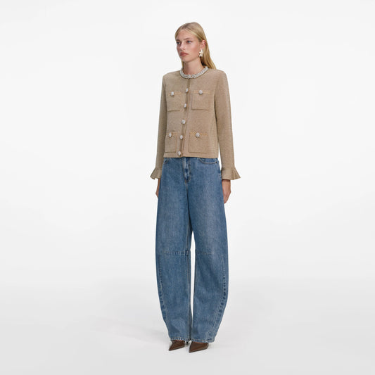 Gold Crystal Trim Cardigan