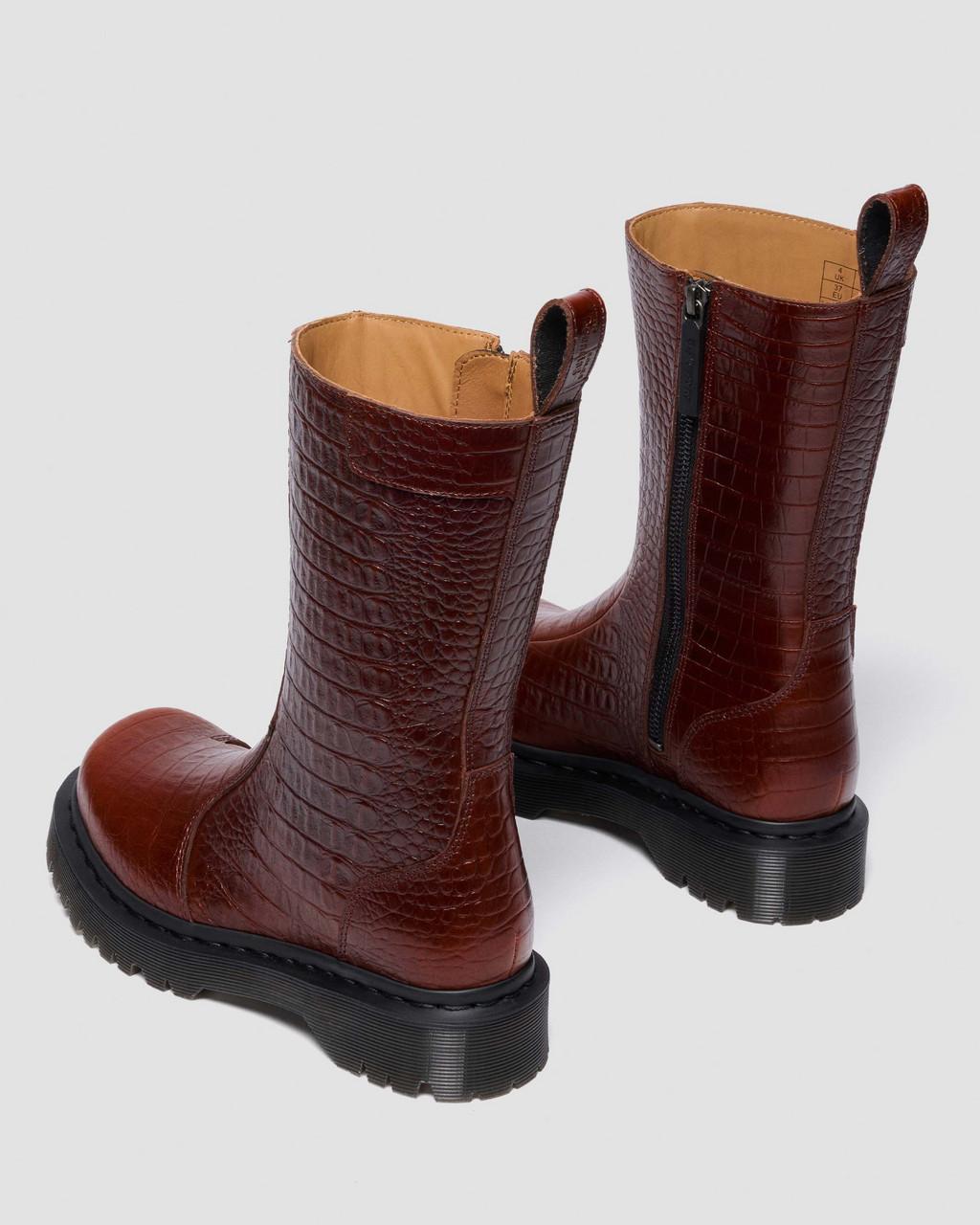 Rejena Croc Emboss Leather Boots
