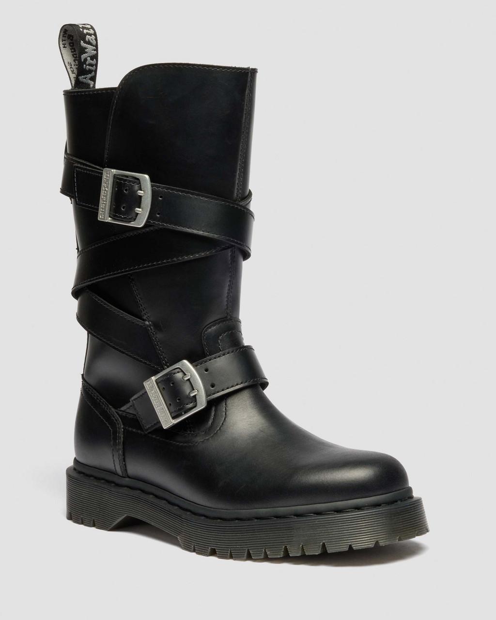 Anistone Two Strap Leather Biker Boots