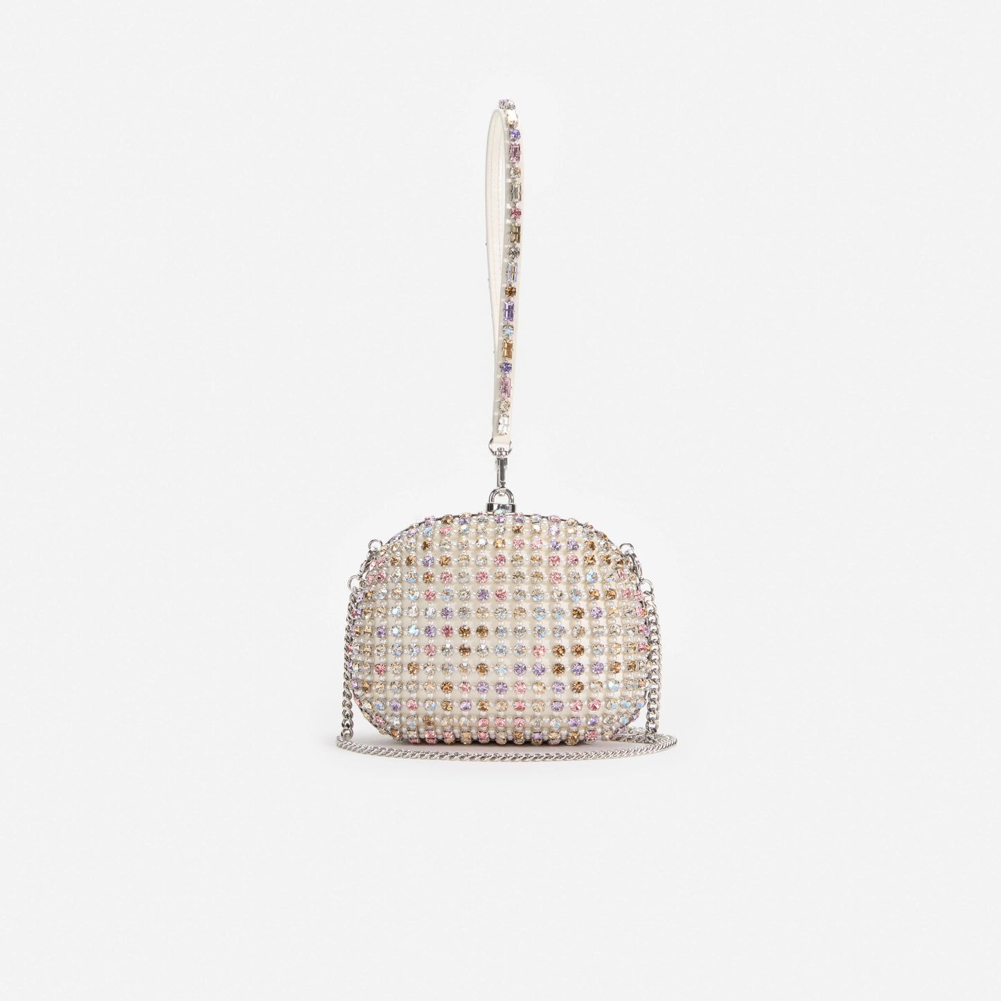 Multi Crystal Top Handle Clutch Bag
