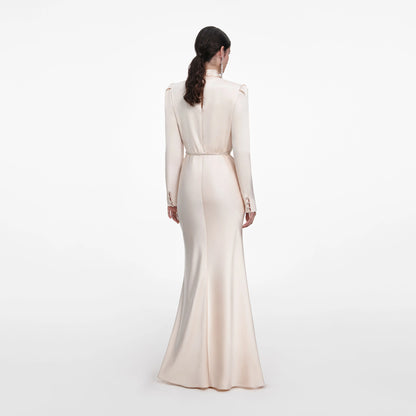 Champagne Satin Maxi Dress
