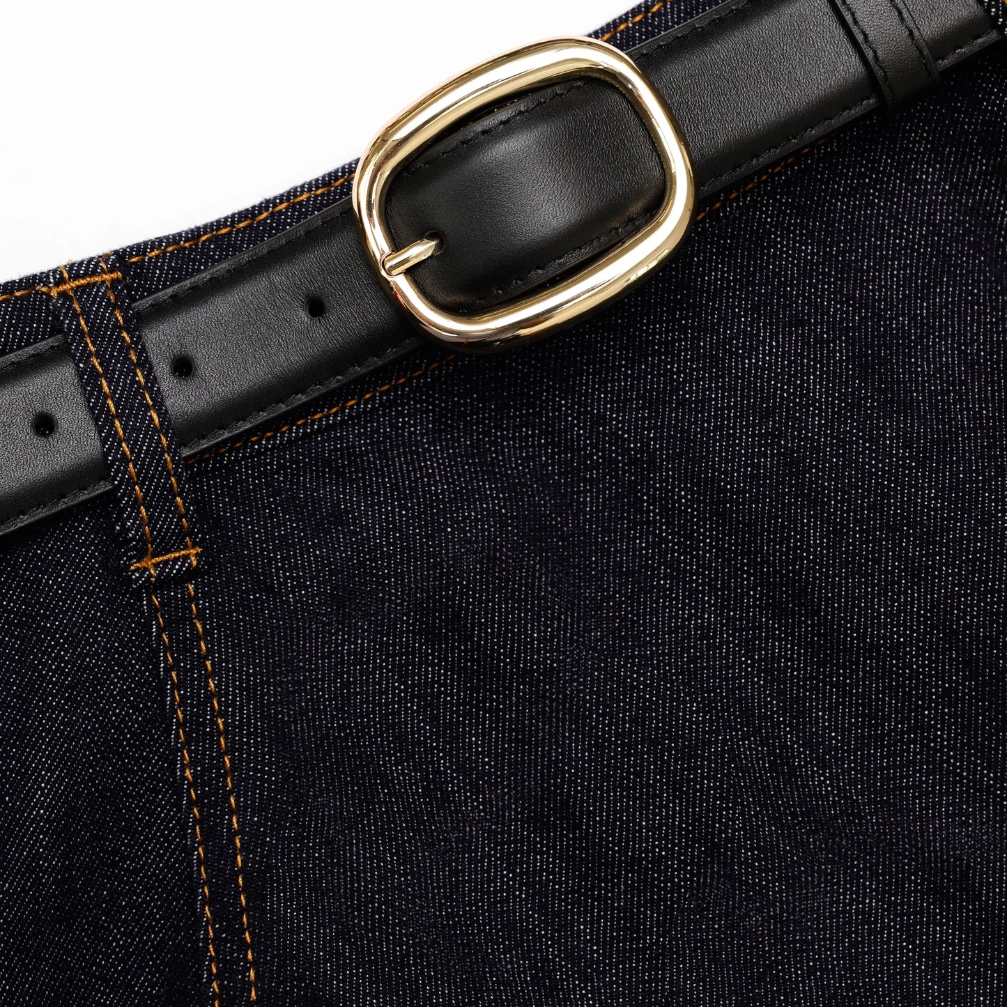 Indigo Denim Flared Midi Skirt