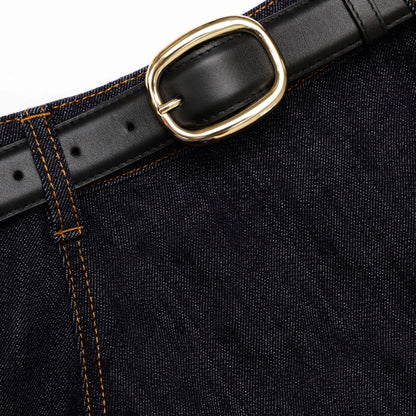 Indigo Denim Flared Midi Skirt