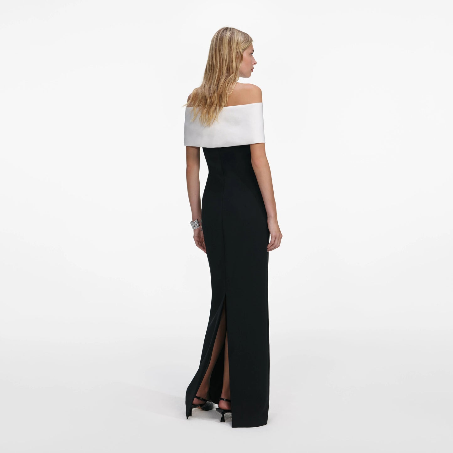 Black Crepe Flower Maxi Dress