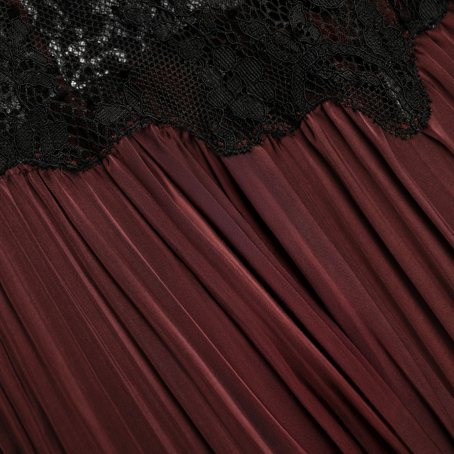 Brown Satin Lace Insert Maxi Dress