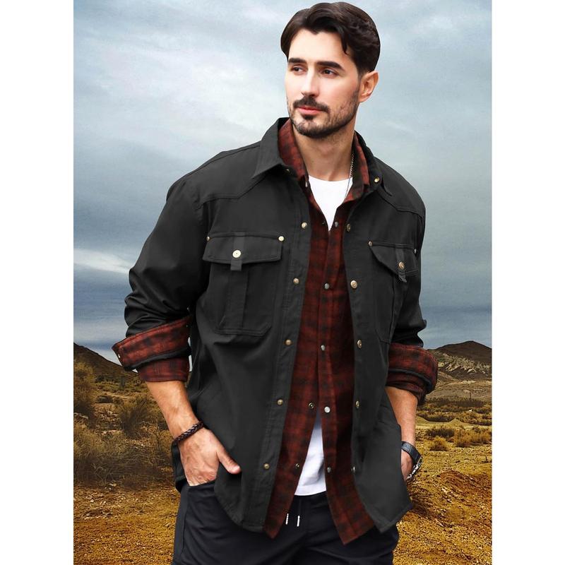 ⚡Hot Sales 49% OFF🔥Men's Flannel Lined Shacket Jacket