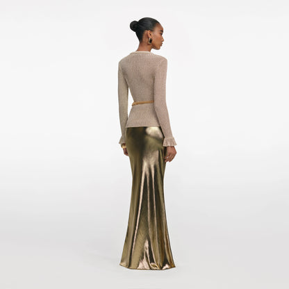 Gold Lurex Ribbed Knit Top