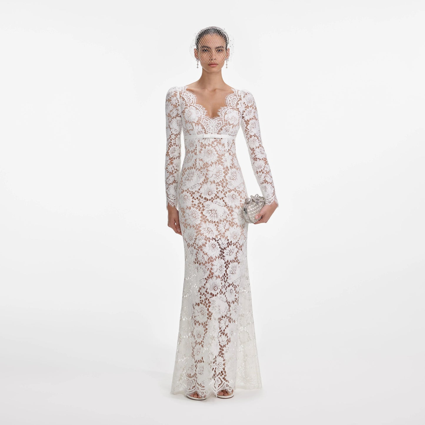 White Floral Lace Maxi Dress