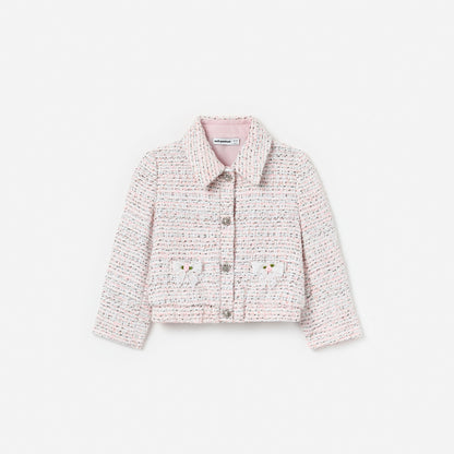 Pink Boucle Lace Bow Jacket