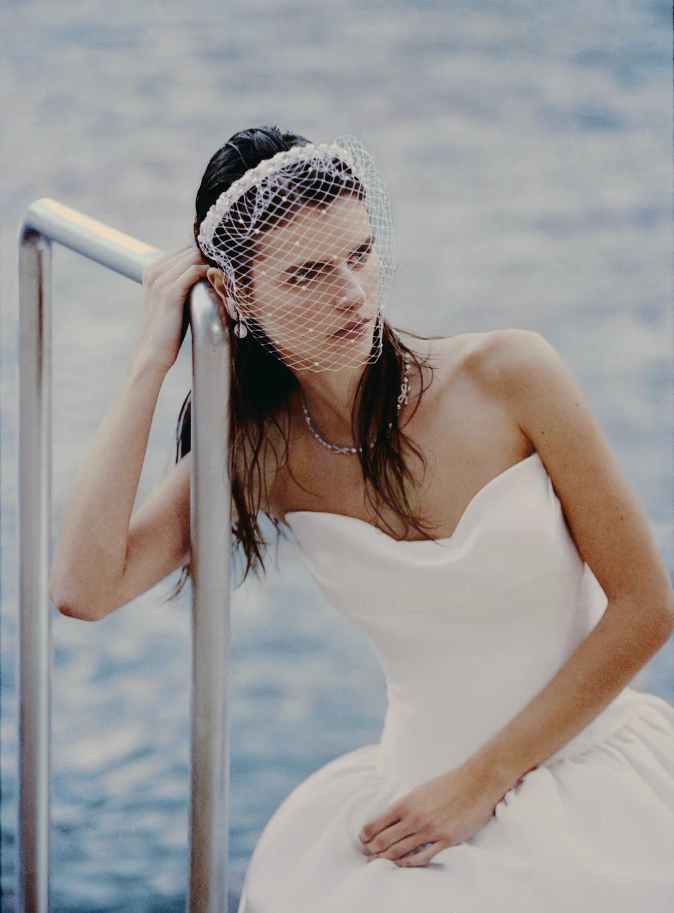 Pearl Embellished Veil Headband