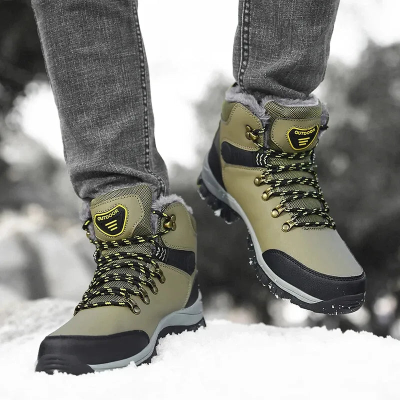 Outdoor Wear- Resistant Hiking Shoes Men Padded High-top Warm Casual Snow Boots