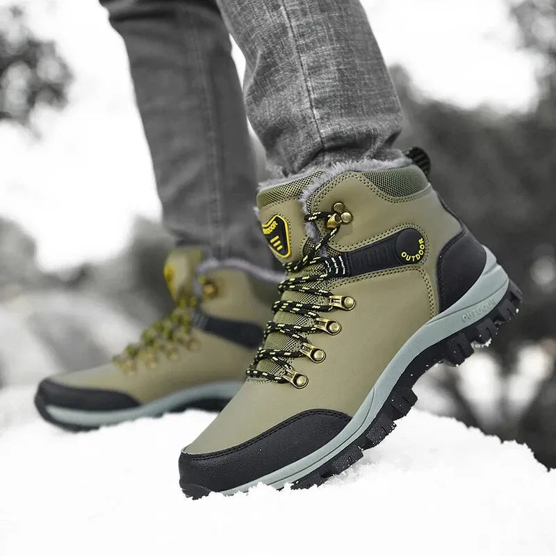 Outdoor Wear- Resistant Hiking Shoes Men Padded High-top Warm Casual Snow Boots