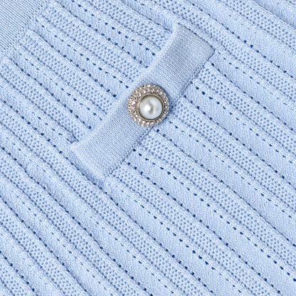 Blue Frill Trim Knit Skirt