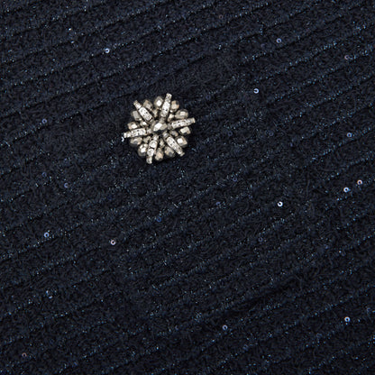 Navy Textured Knit Mini Skirt