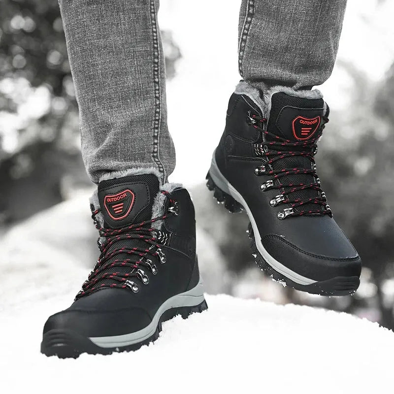 Outdoor Wear- Resistant Hiking Shoes Men Padded High-top Warm Casual Snow Boots