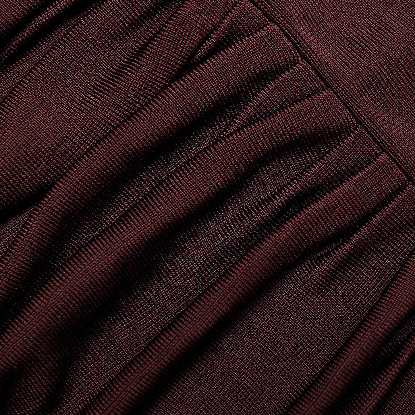 Brown Draped Knit Midi Dress